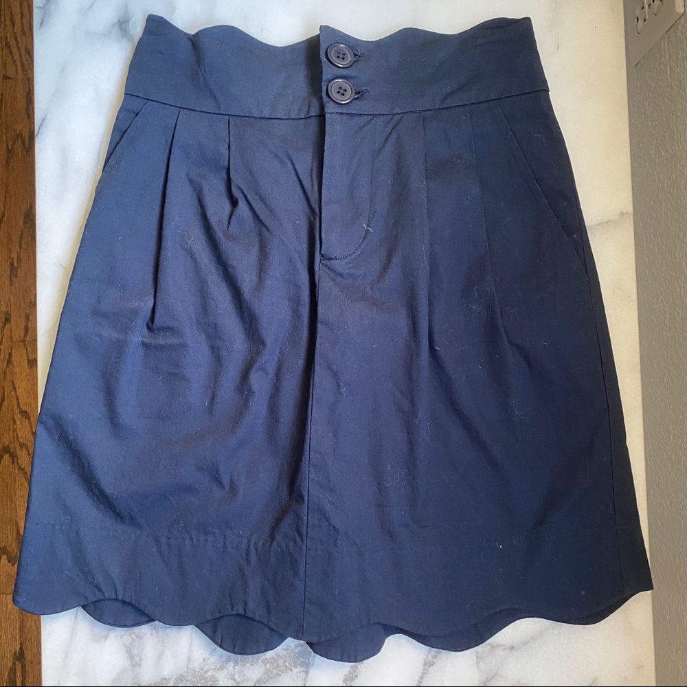 Kimchi Blue scalloped edge pencil skirt navy